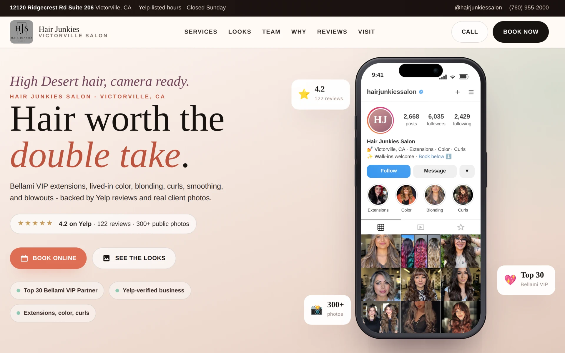 Preview of the Hair Junkies website