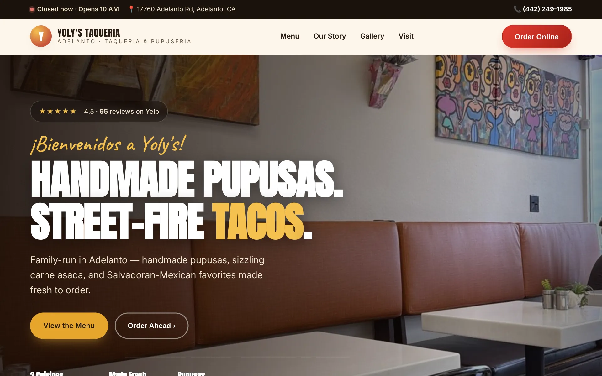 Preview of the Yoly's Taqueria website