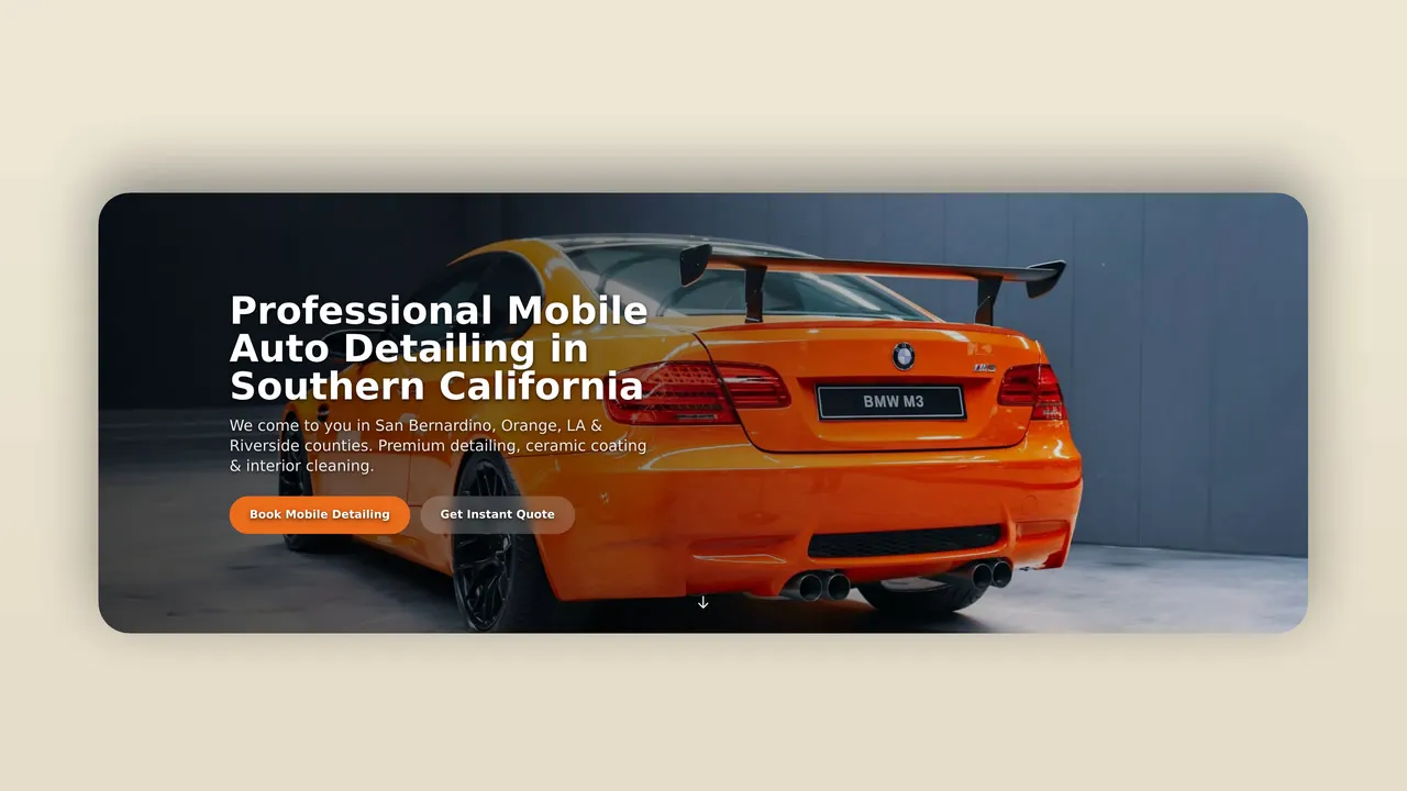 Preview of the Showers Auto Detail website
